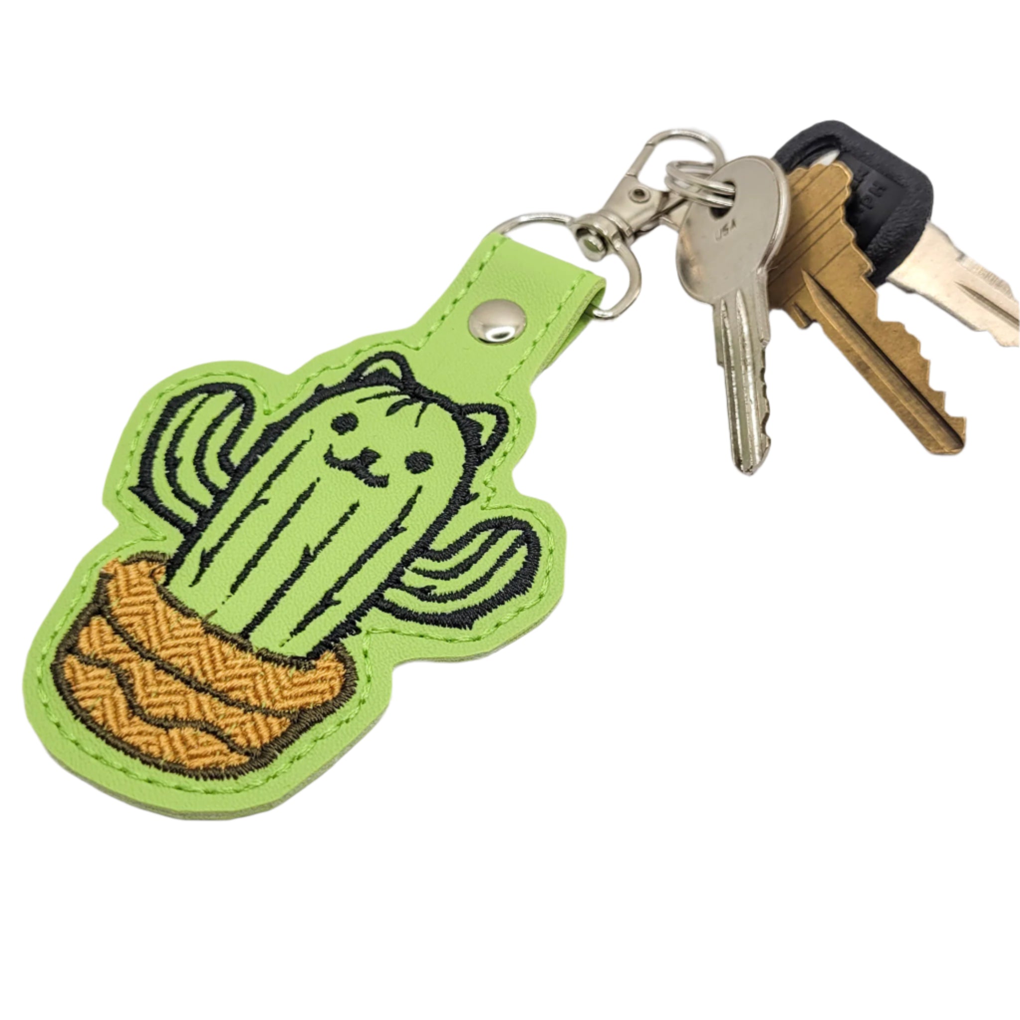 Catctus Vinyl Embroidered Keychain