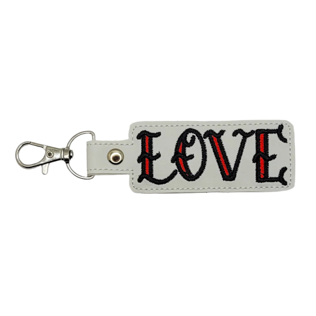 Gothic Love Embroidered Vinyl Keychain