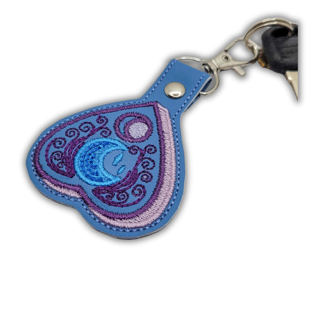 Celestial Planchette Embroidered Vinyl Keychain