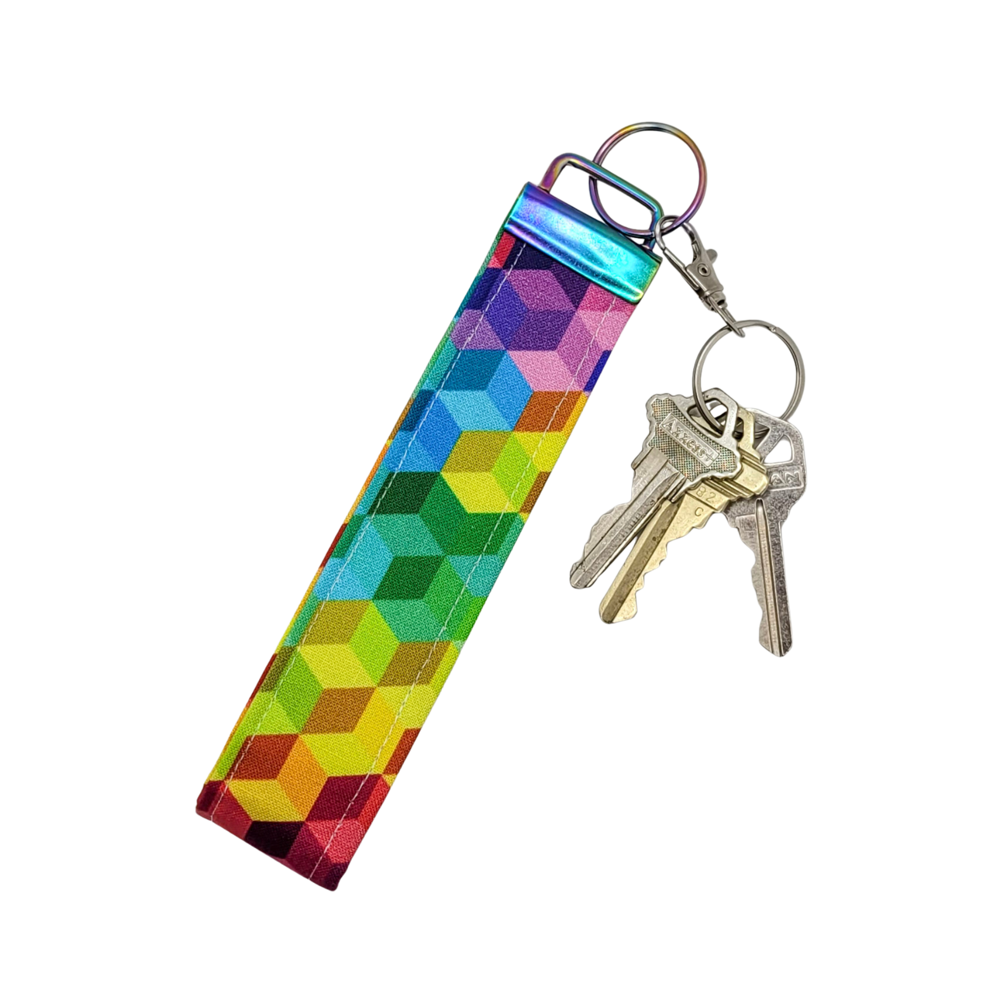 Rainbow Cubes Wristlet Keychain