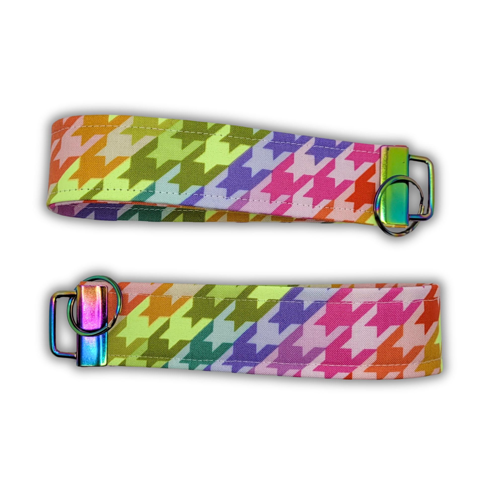 Rainbow Houndstooth Wristlet Keychain