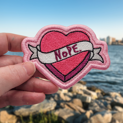 Nope Heart Embroidered Patch