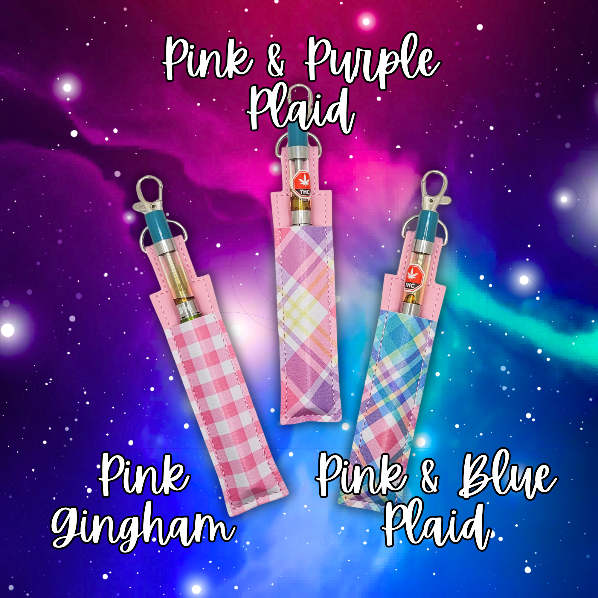 Pink Plaid Vinyl Pen Case
