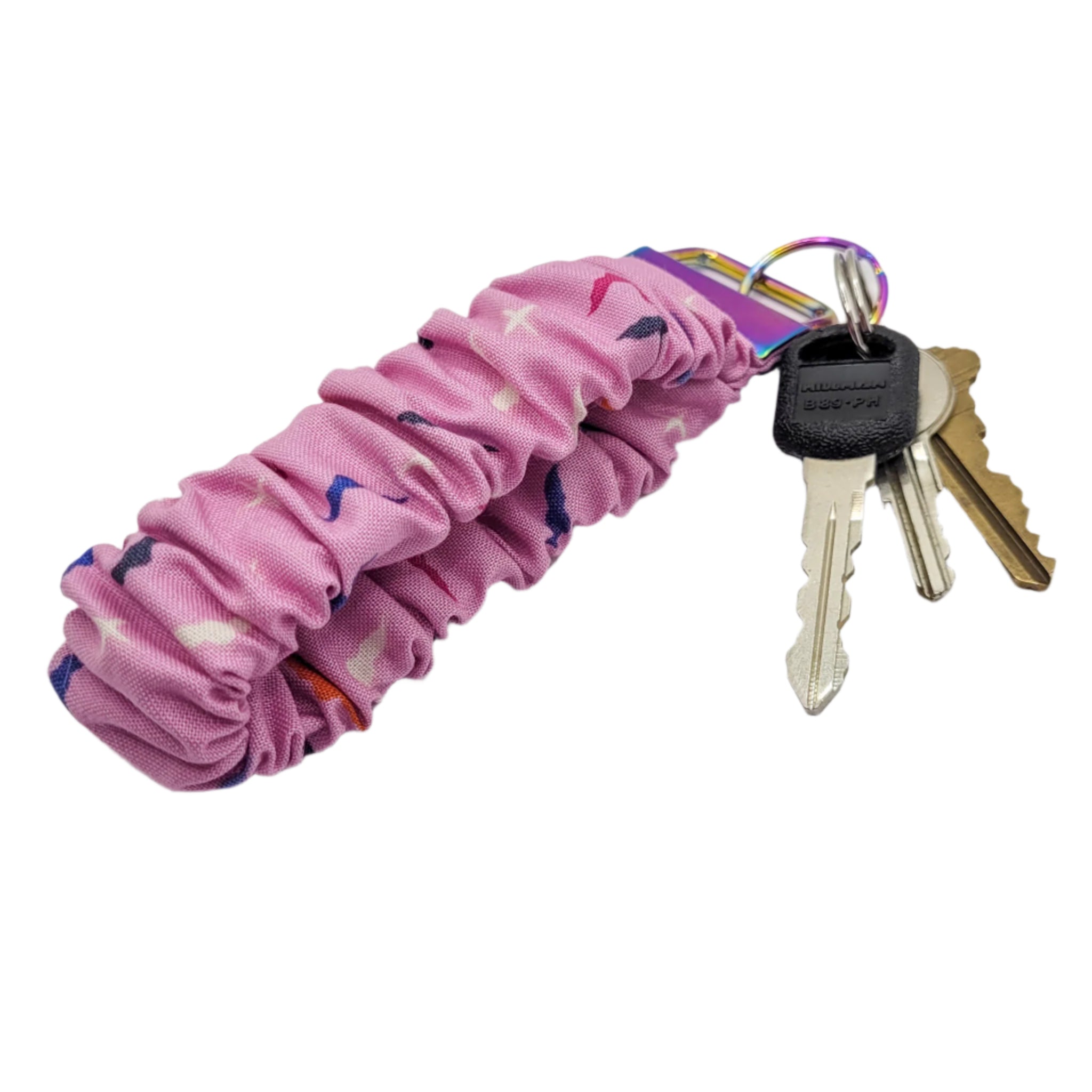 Pink Bats Scrunchie Wristlet Keychain