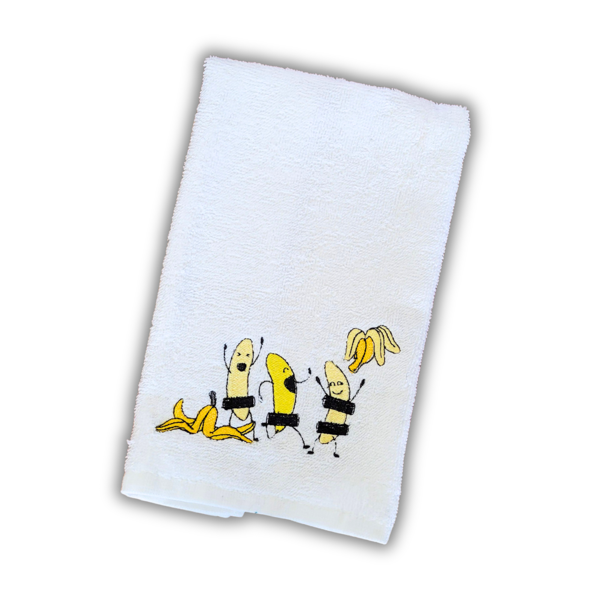 Nakey Bananas Embroidered Hand & Tea Towel