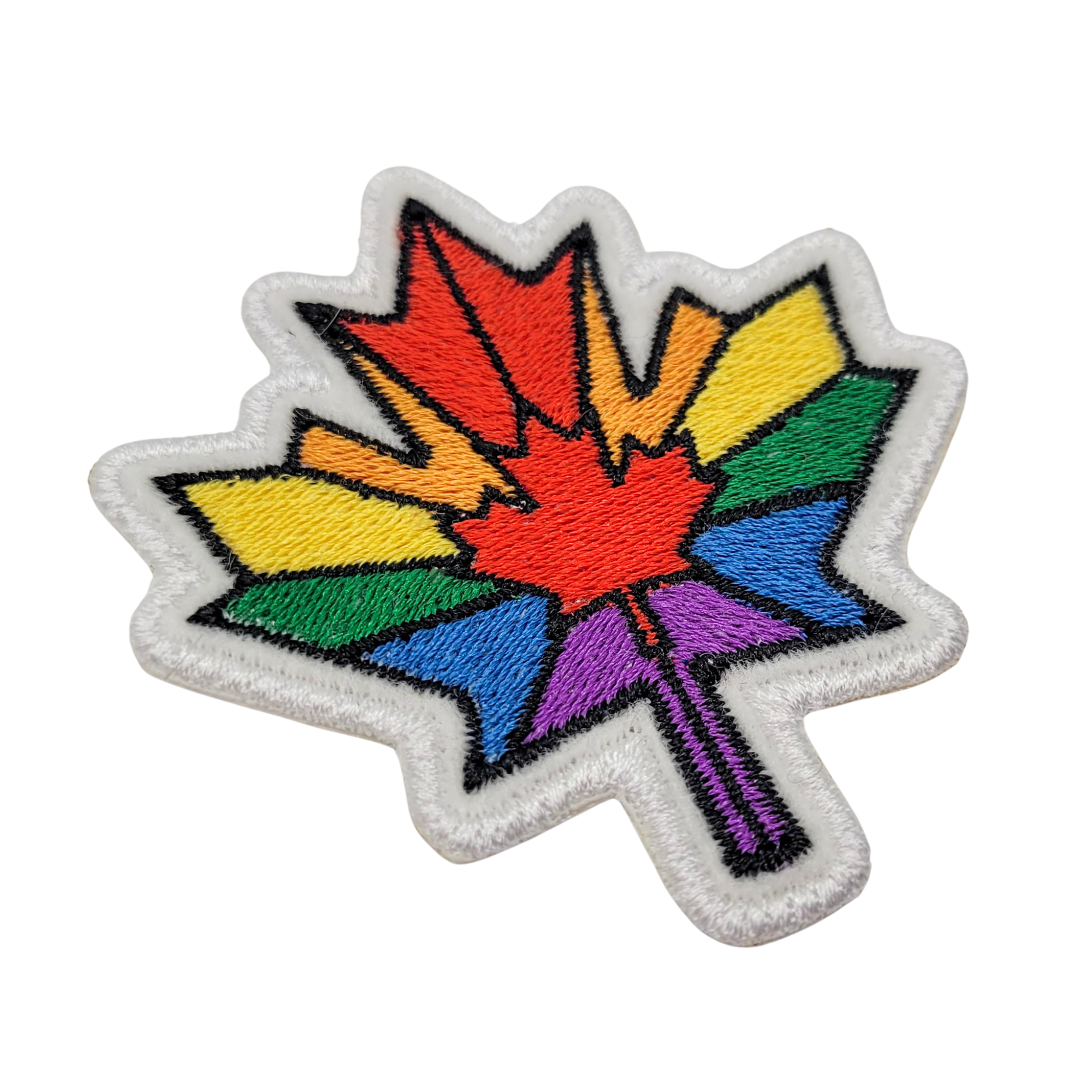 Rainbow Maple Leaf Embroidered Patch