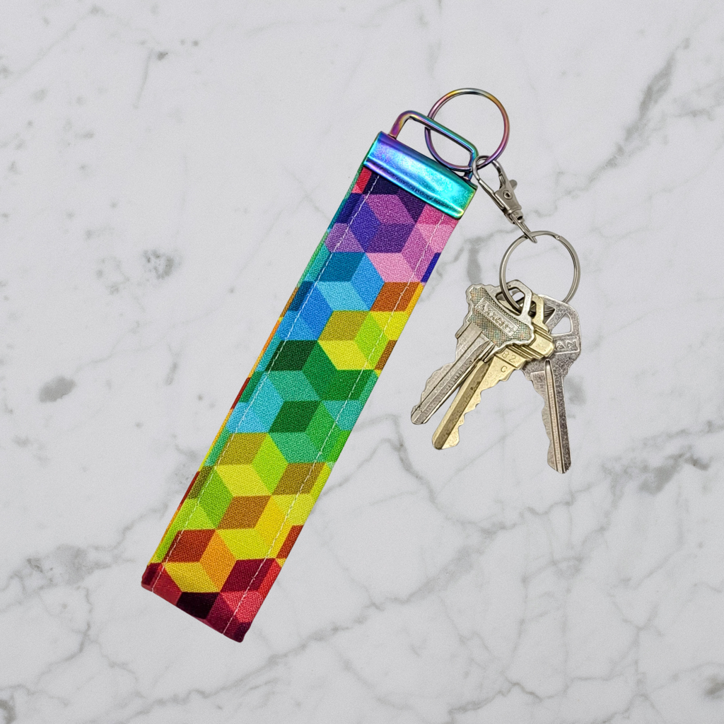 Rainbow Cubes Wristlet Keychain