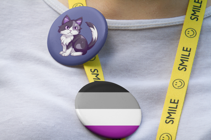 Asexual Flag Kawaii Cat Pinback Button
