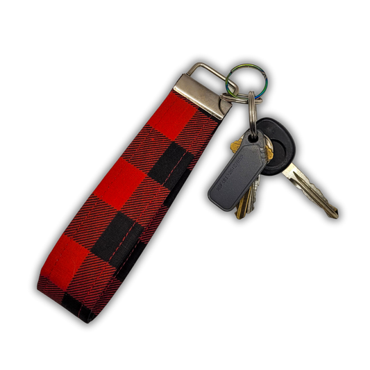Red & Black Buffalo Plaid Wristlet Key Strap