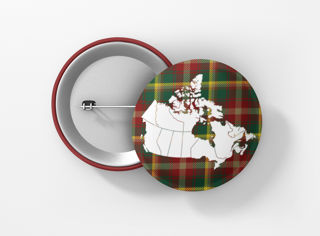 Canada Maple Leaf Tartan Pinback Button