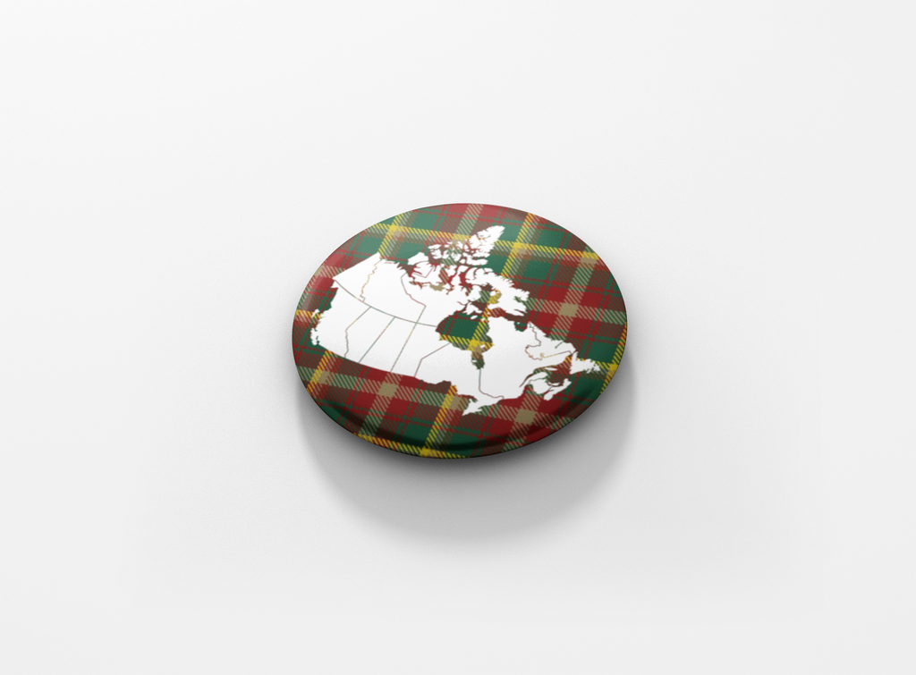 Canada Maple Leaf Tartan Pinback Button