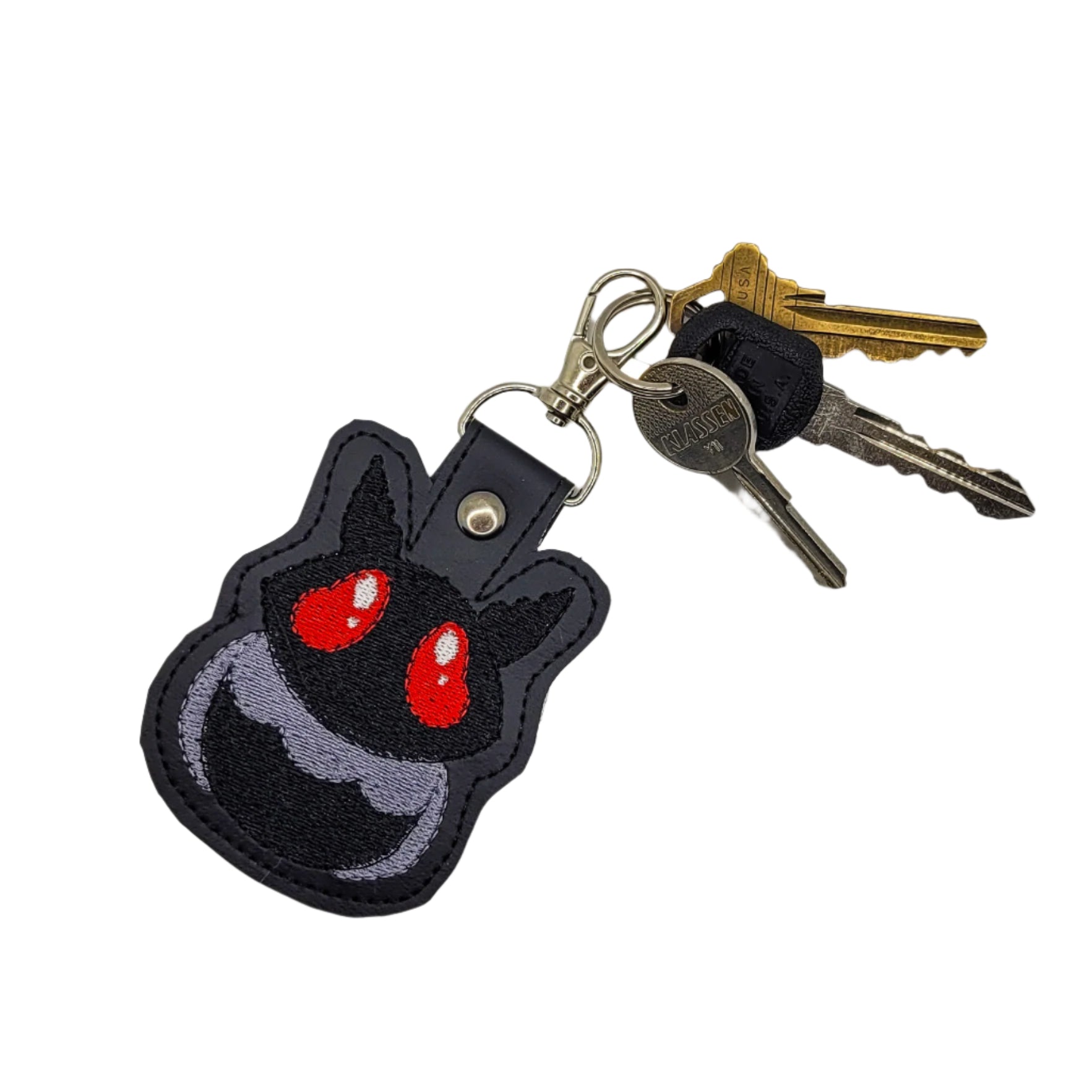 Chibi Mothman Embroidered Vinyl Keychain