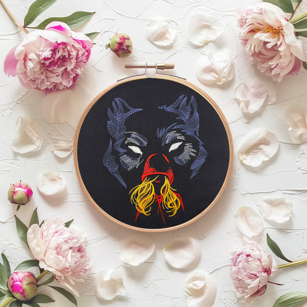 Wolf in the Woods – 7" Embroidered Wall Art