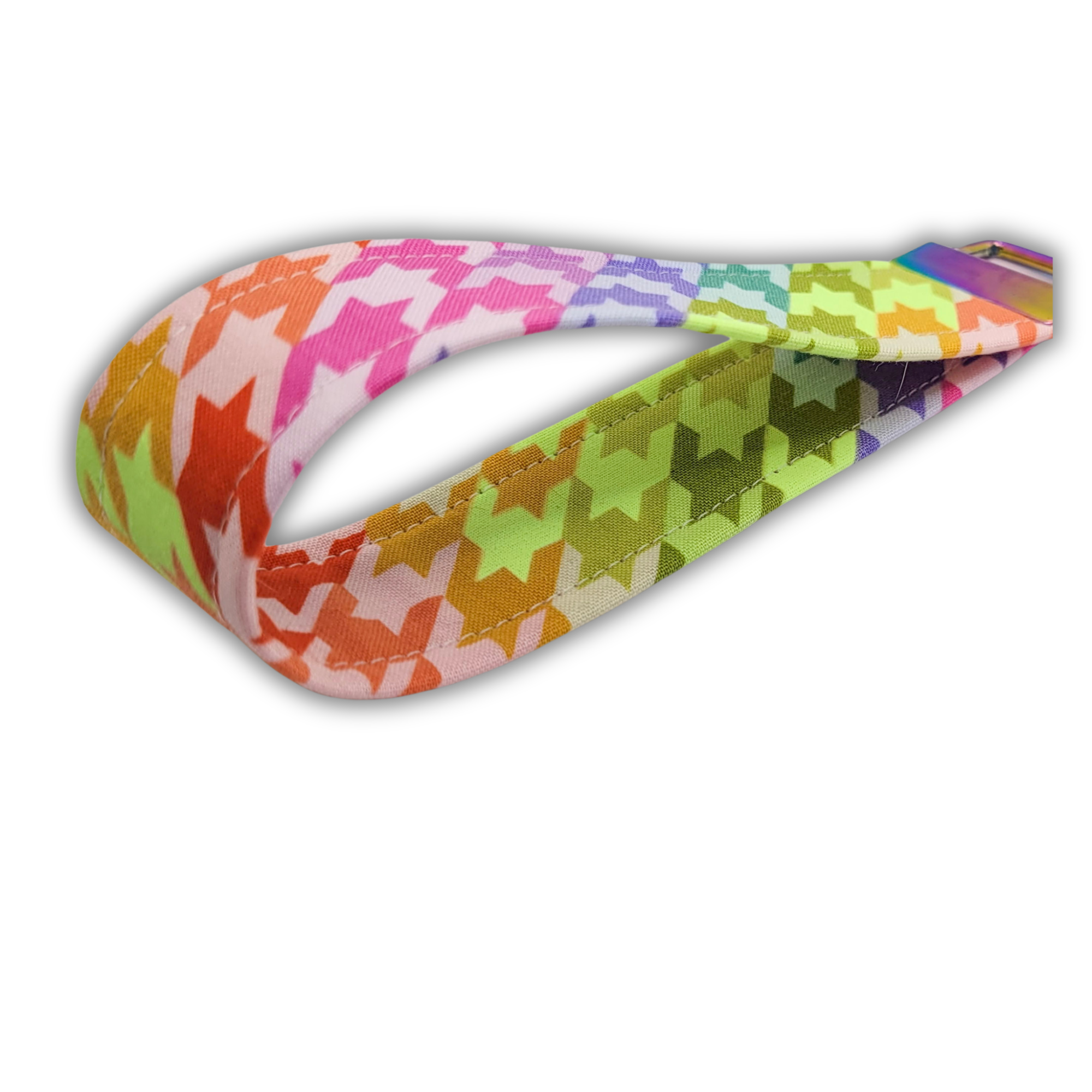 Rainbow Houndstooth Wristlet Keychain