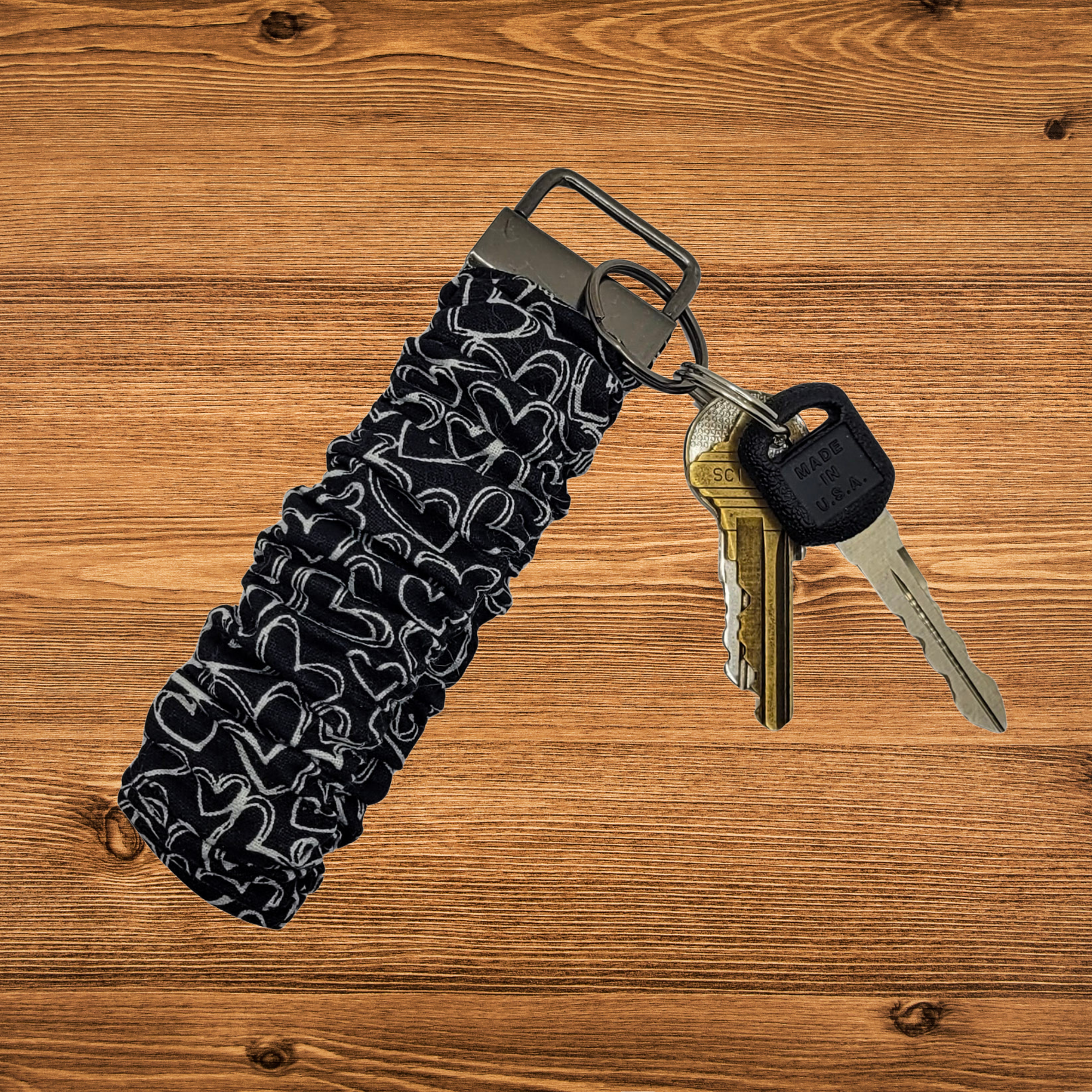 Doodle Hearts Scrunchie Keychain