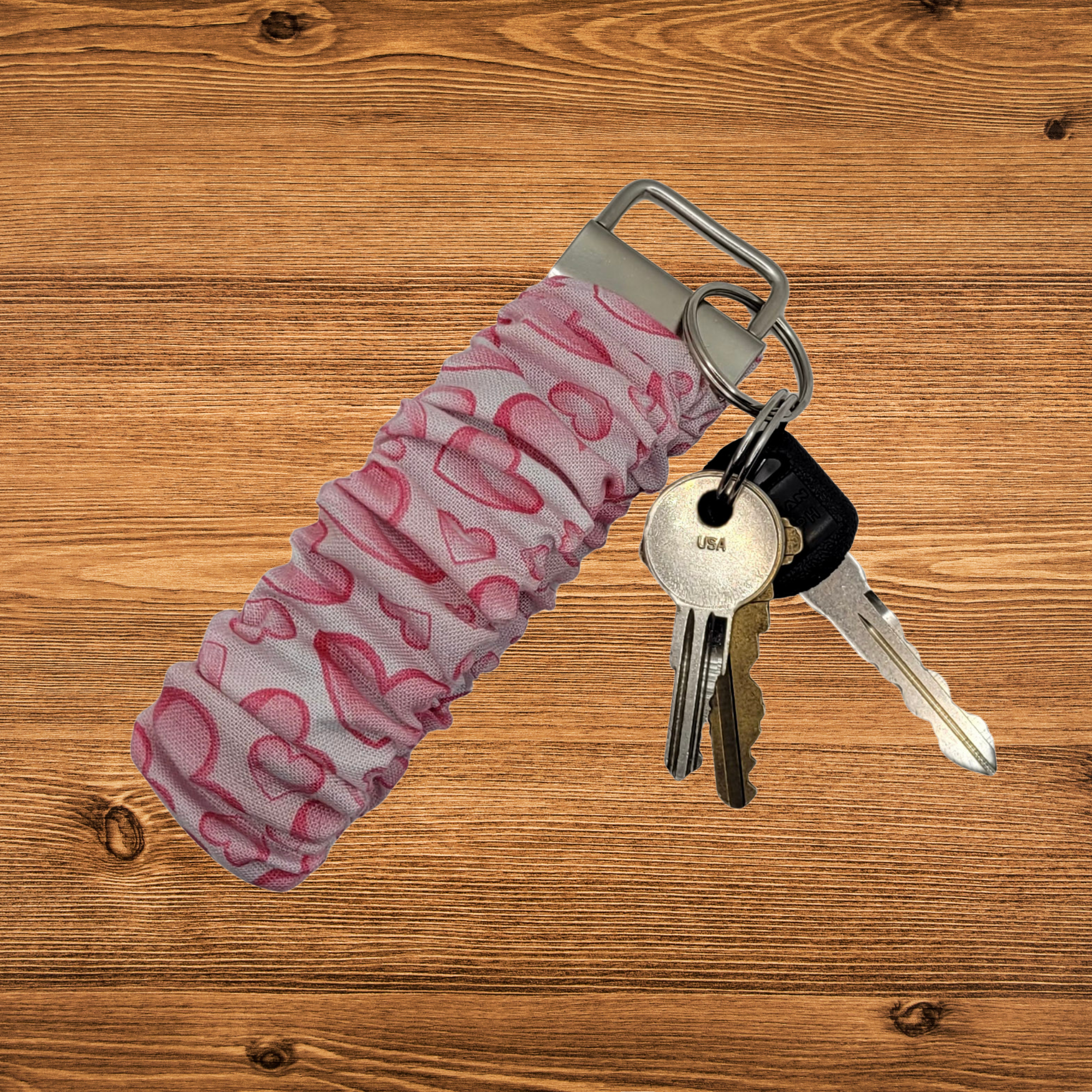Bubble Hearts Scrunchie Keychain