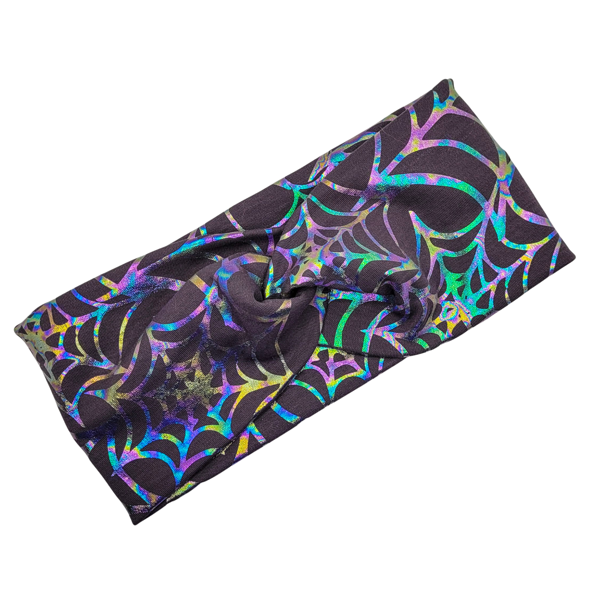 Holographic Spiderwebs Stretch Knit Headband