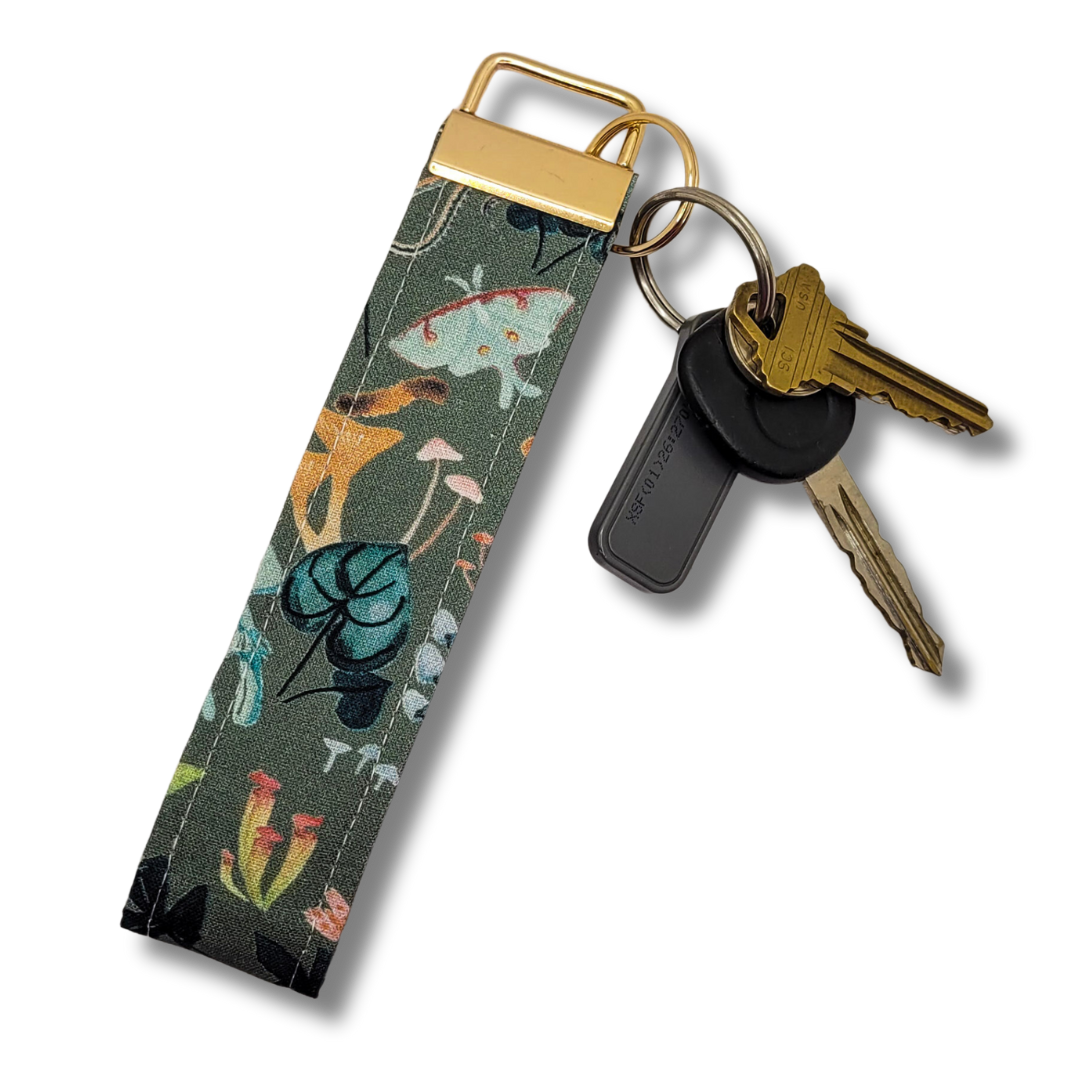 Mushroom Garden Wristlet Key Strap