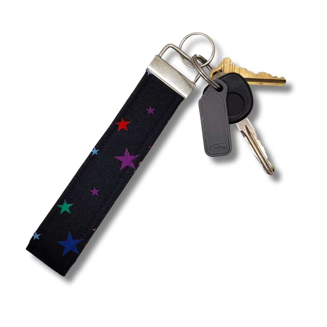 Rainbow Stars Wristlet Key Strap