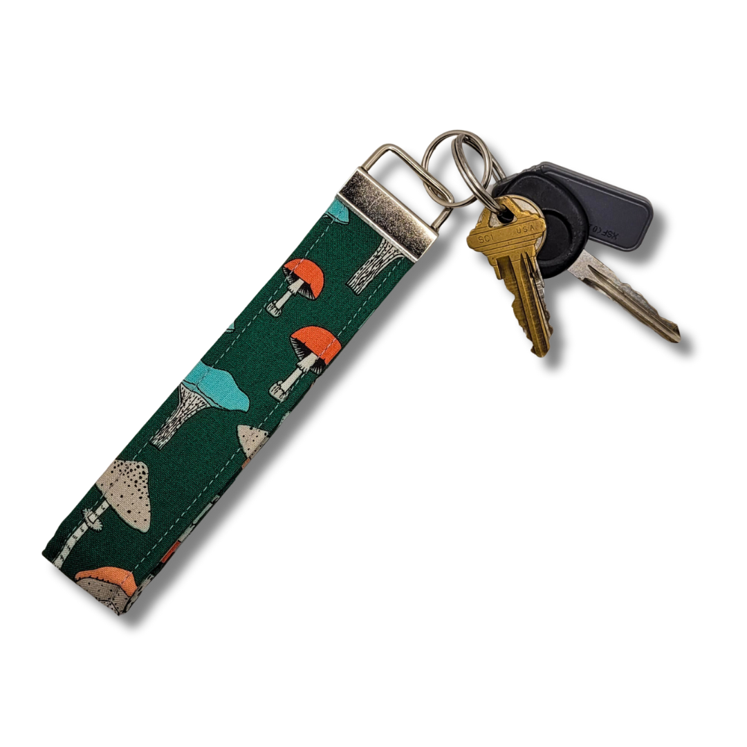 Green Mushrooms Wristlet Key Strap