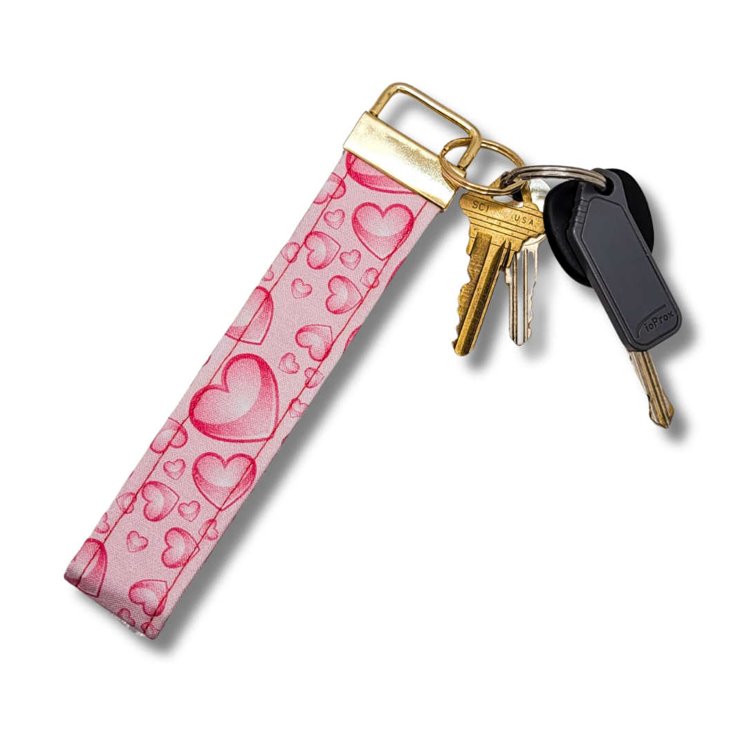 Bubble Hearts Wristlet Key Strap