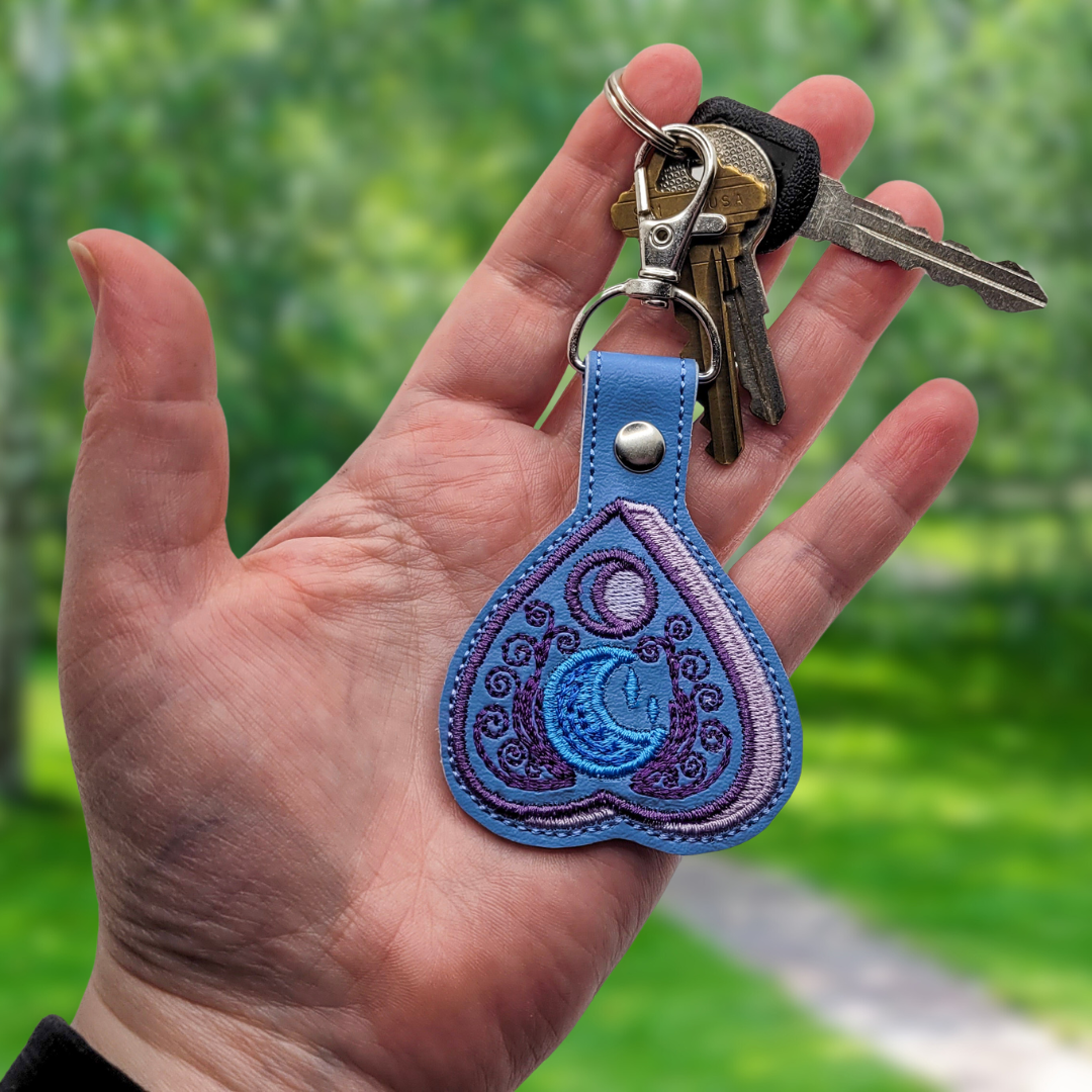 Celestial Planchette Embroidered Vinyl Keychain
