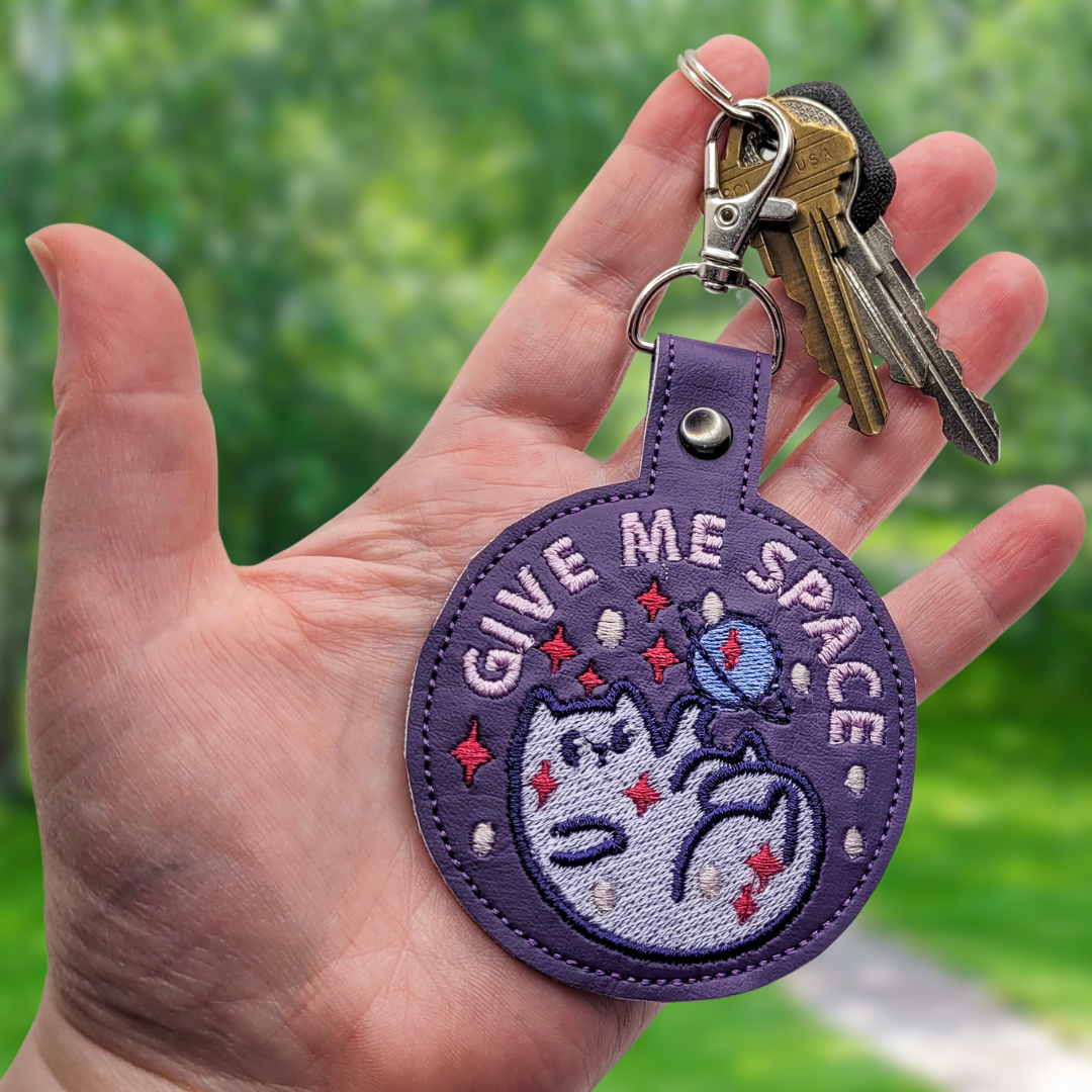 Give Me Space Embroidered Vinyl Keychain