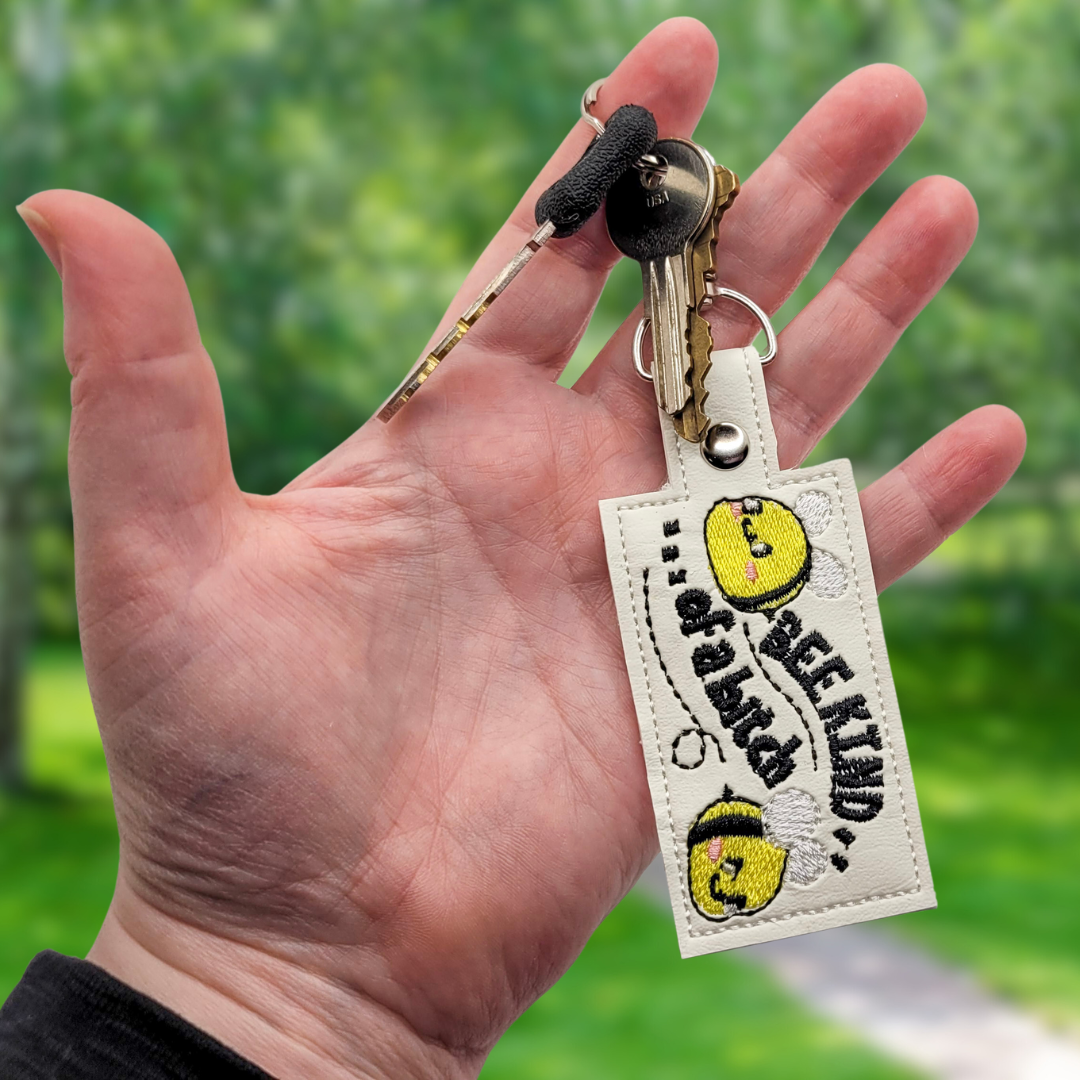 Bee Kind of A Bitch Embroidered Vinyl Keychain