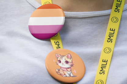 Lesbian Flag Kawaii Cat Pinback Button