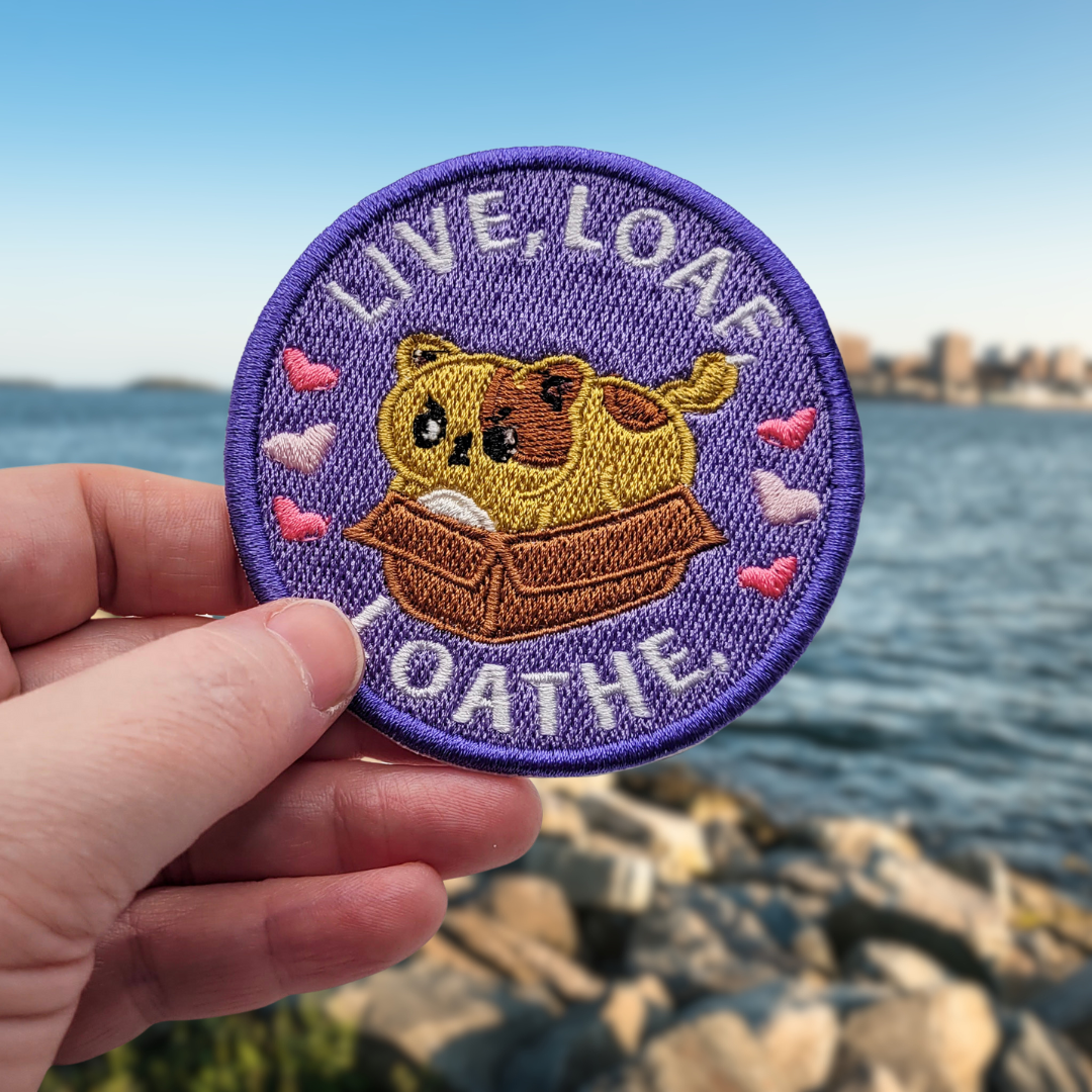 Live, Loaf, Loathe Cat Embroidered Patch