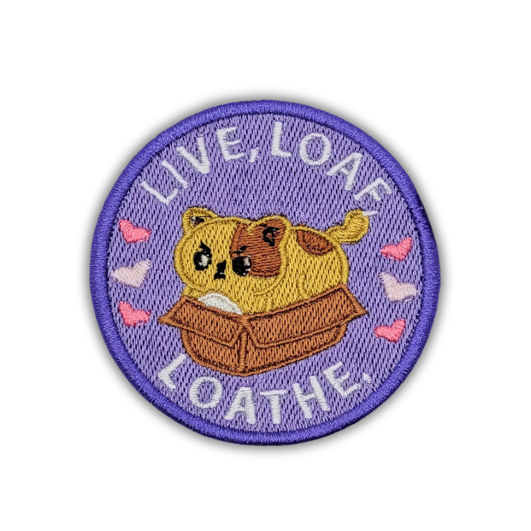 Live, Loaf, Loathe Cat Embroidered Patch