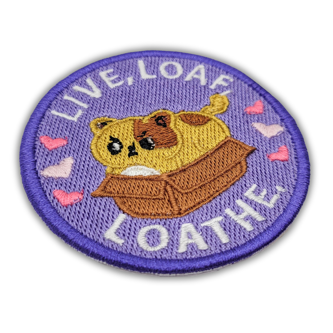 Live, Loaf, Loathe Cat Embroidered Patch