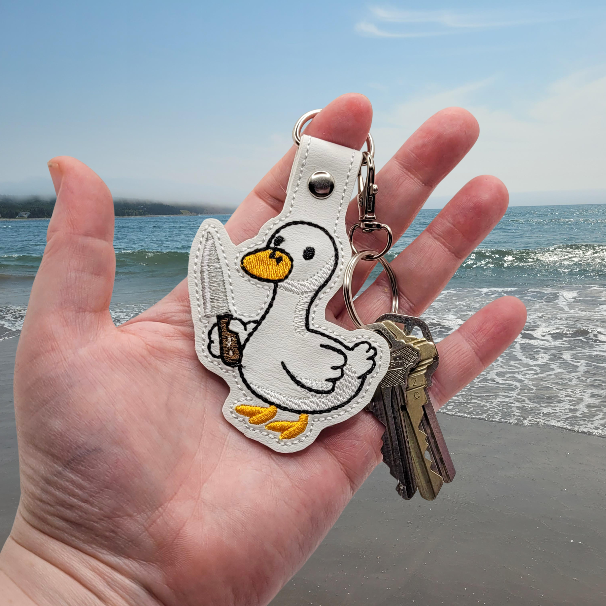 Murder Birder Embroidered Vinyl Keychain