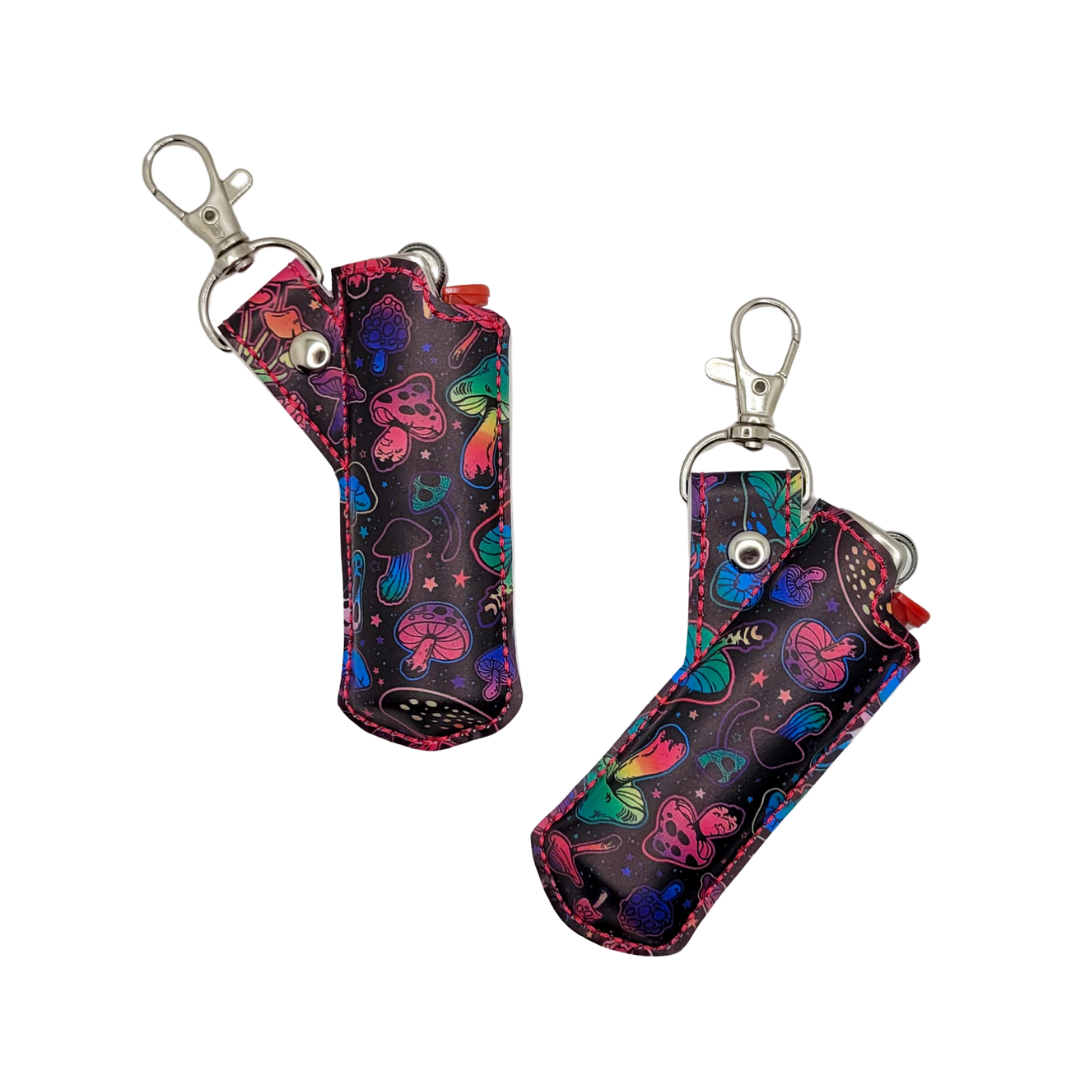 Neon Mushrooms Vinyl Lighter Case