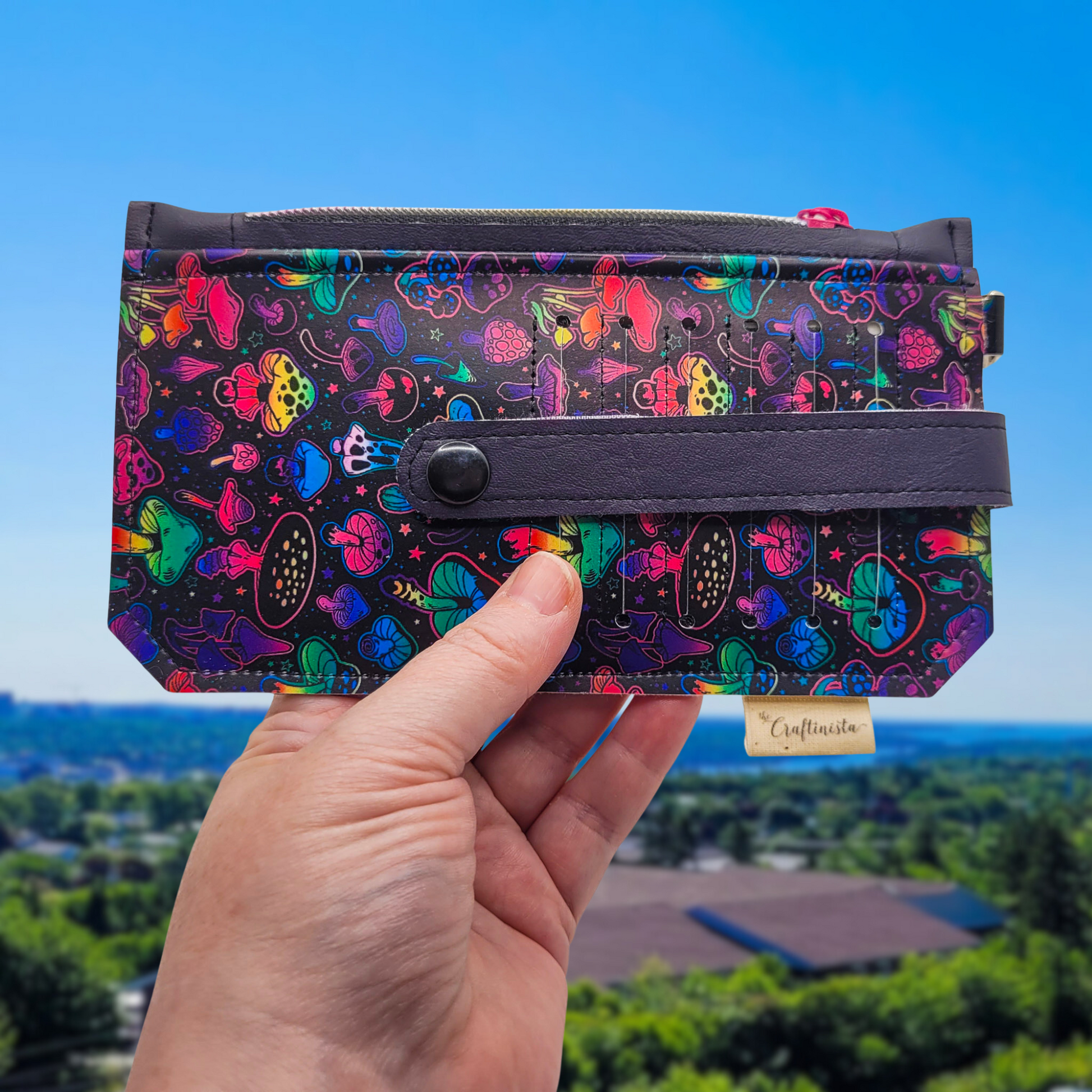 Neon Mushrooms Vinyl Slim Wallet