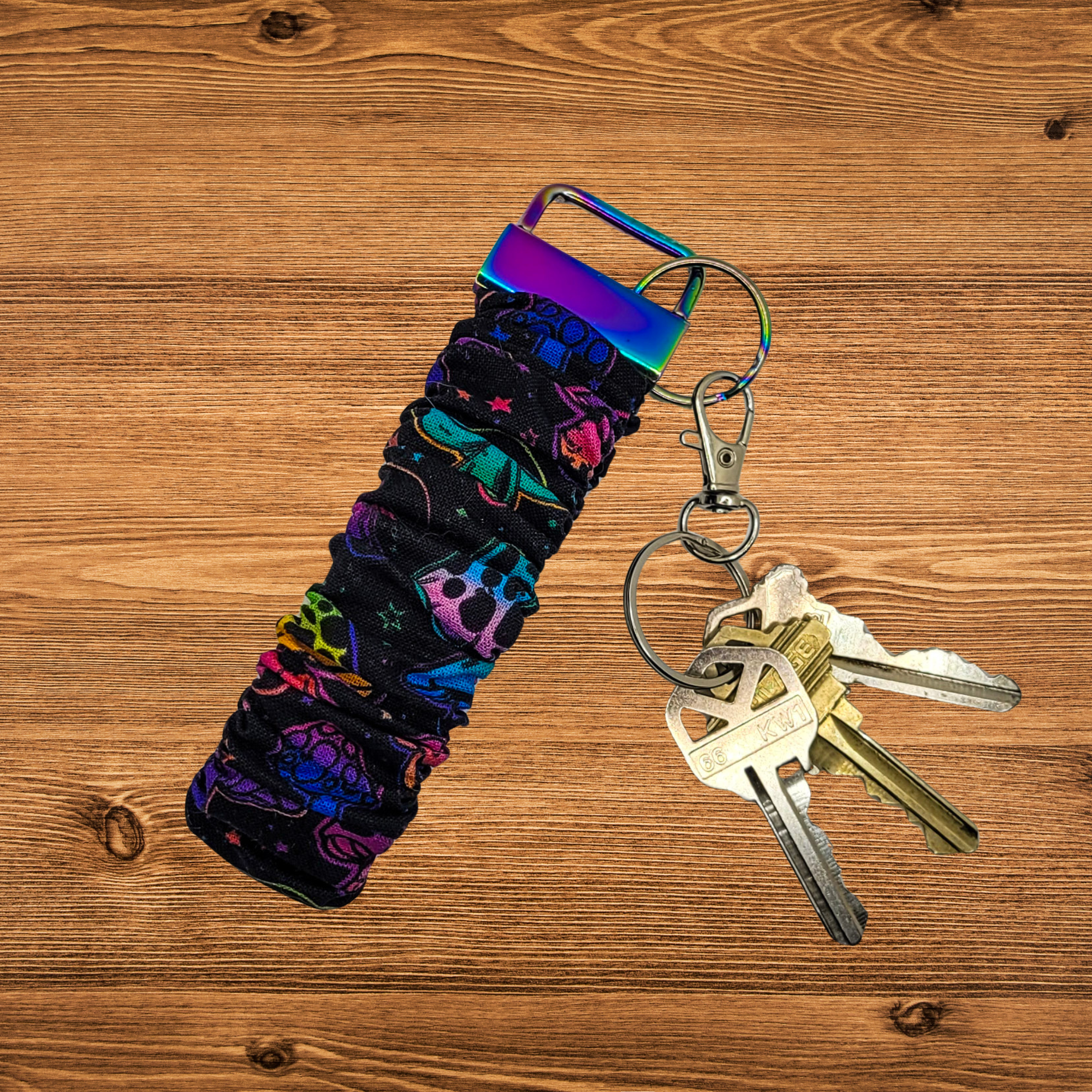 Neon Mushrooms Scrunchie Wristlet