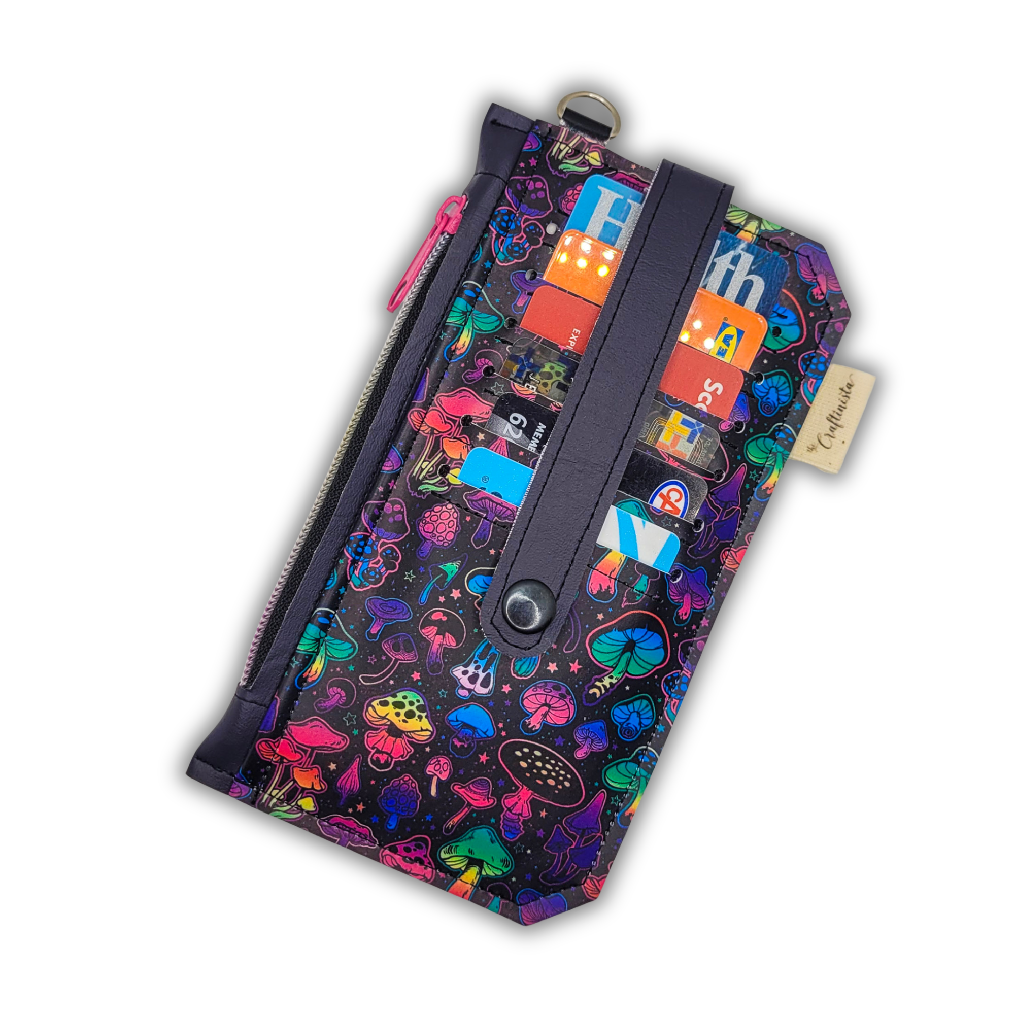 Neon Mushrooms Vinyl Slim Wallet