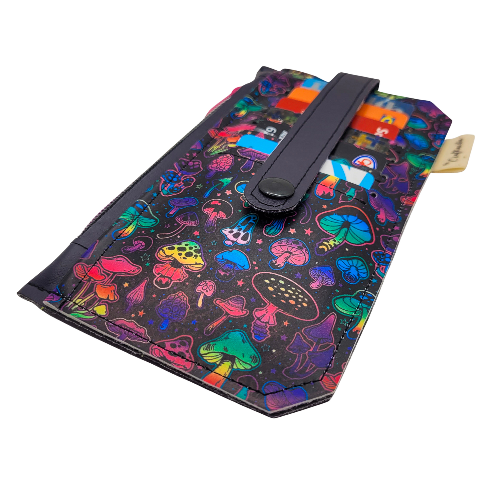 Neon Mushrooms Vinyl Slim Wallet