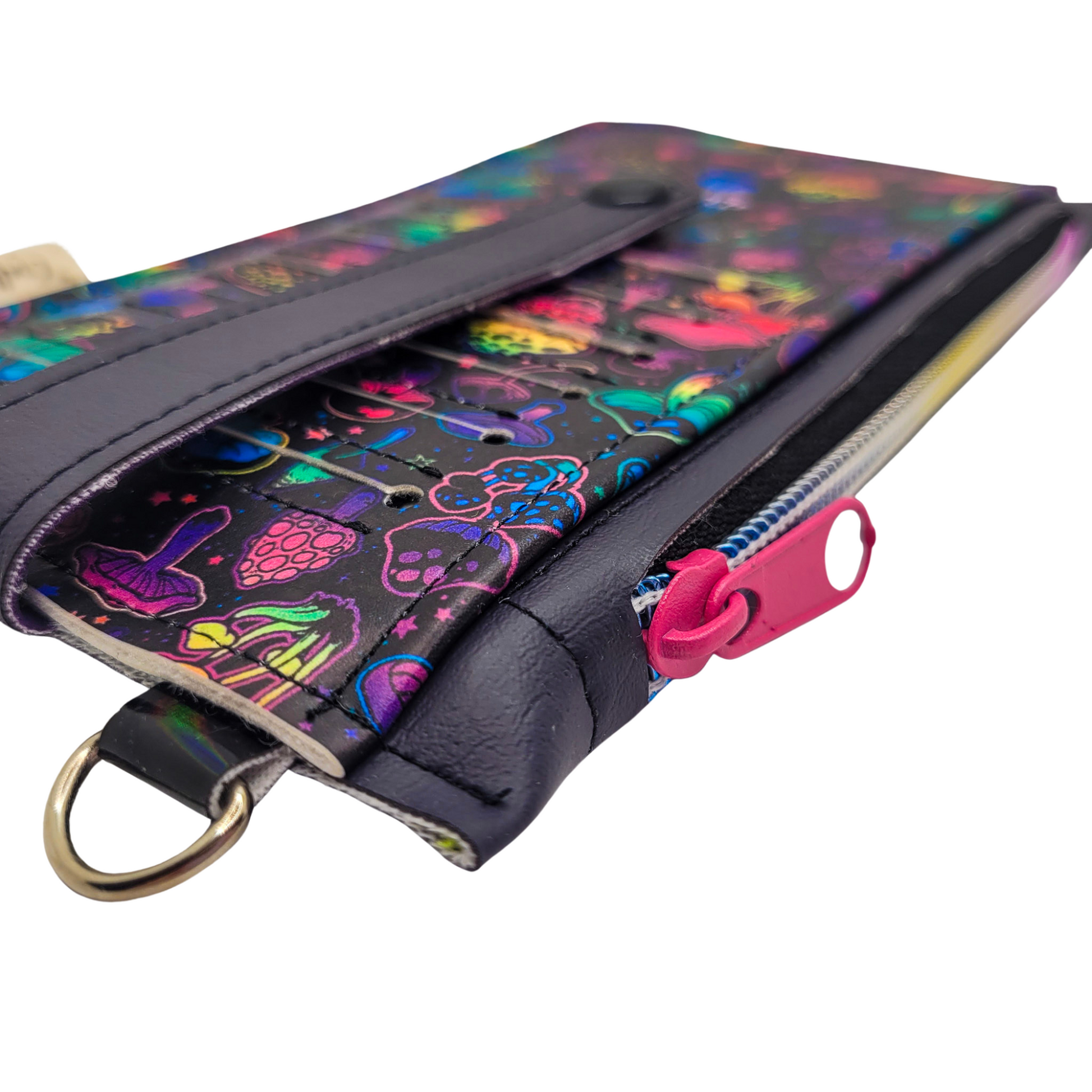 Neon Mushrooms Vinyl Slim Wallet