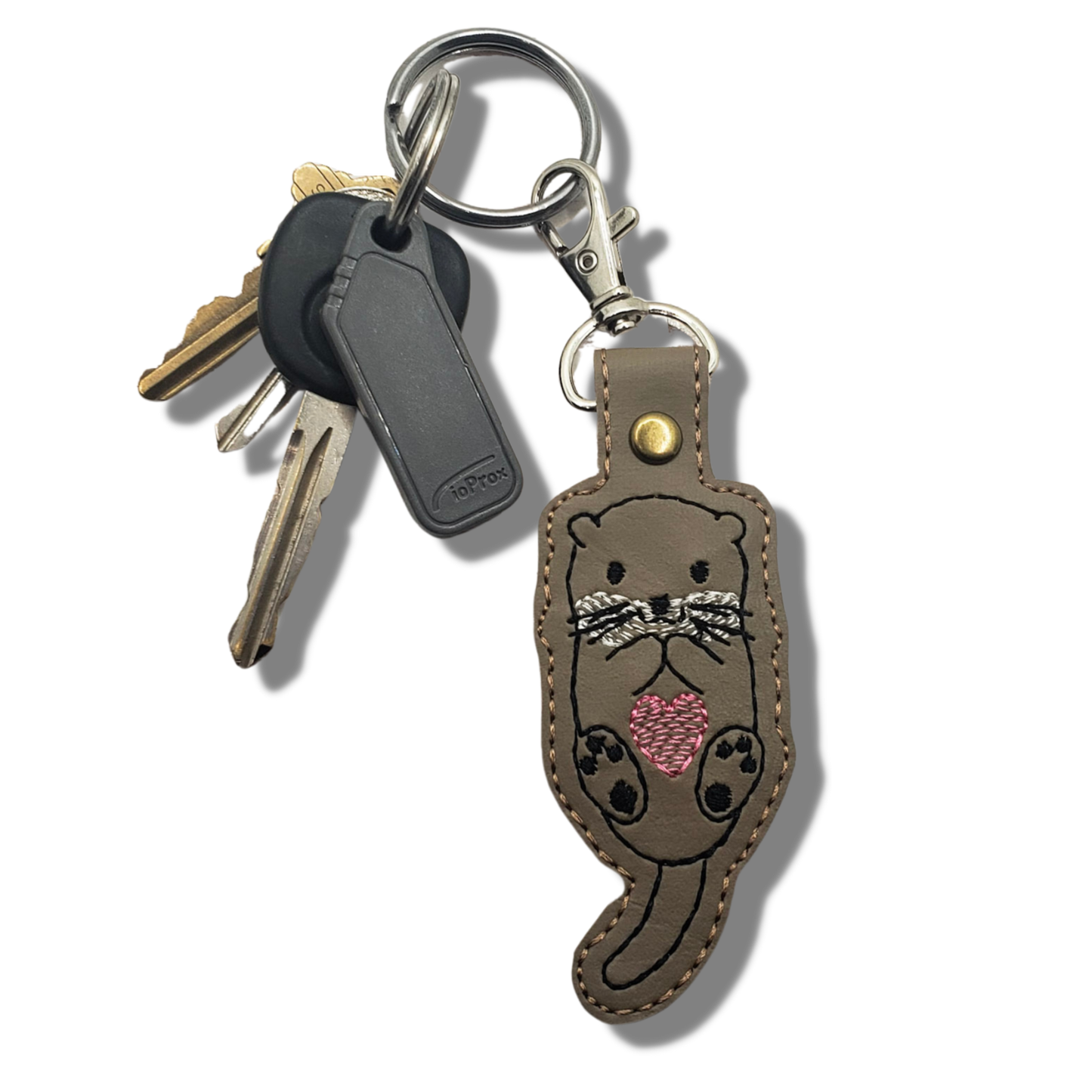 Otter Embroidered Vinyl Keychain