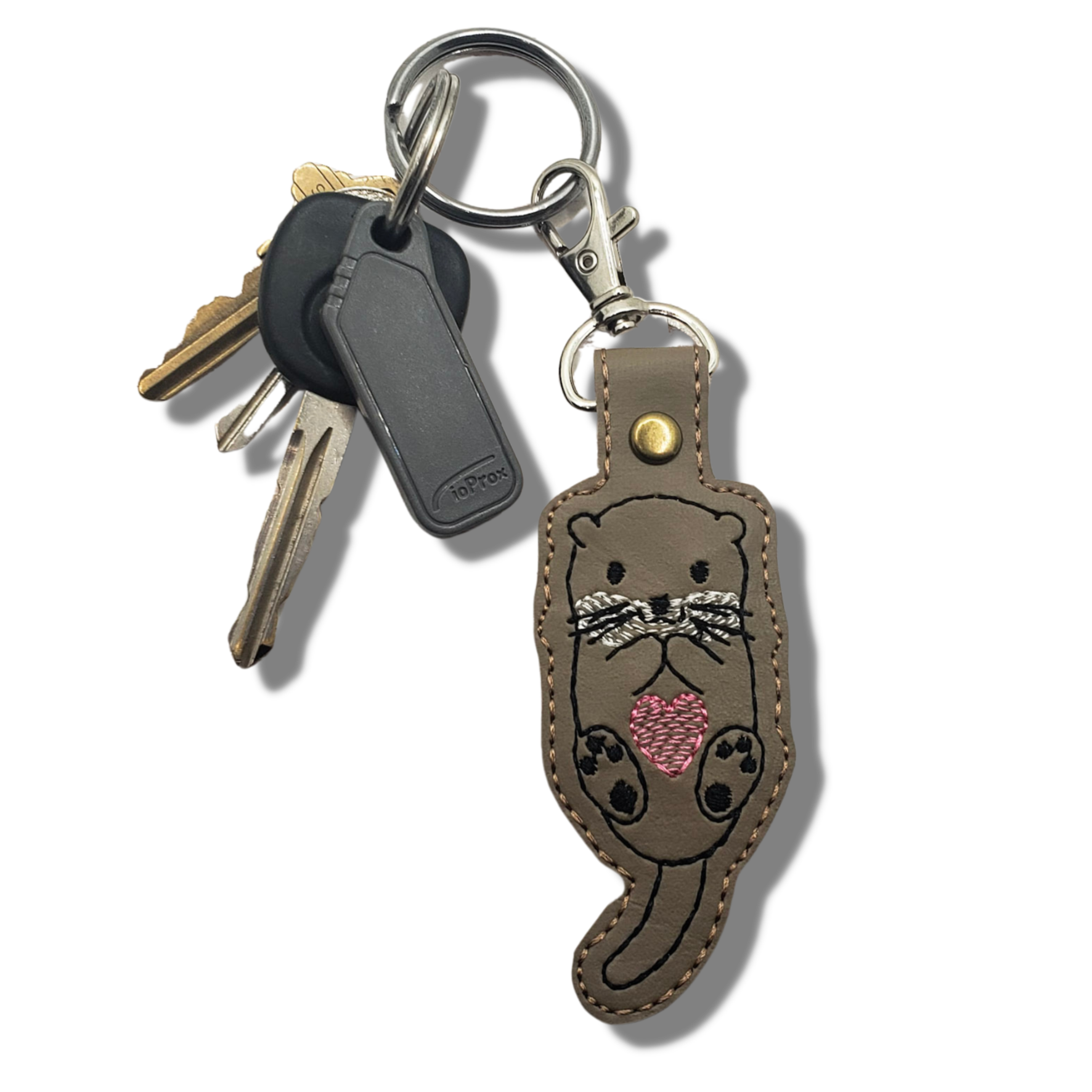 Otter Embroidered Vinyl Keychain