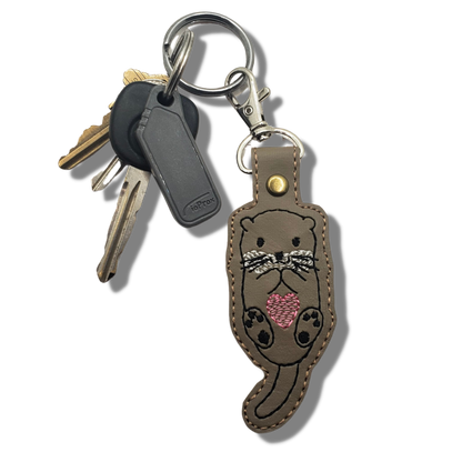 Otter Embroidered Vinyl Keychain