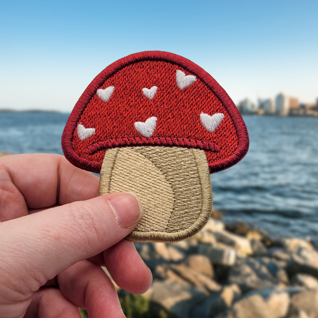 Heart Toadstool Embroidered Patch