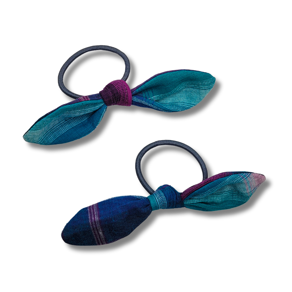 Peacock Plaid Knot Bow Hair Elastic