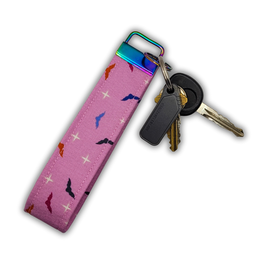 Pink Bats Wristlet Key Strap