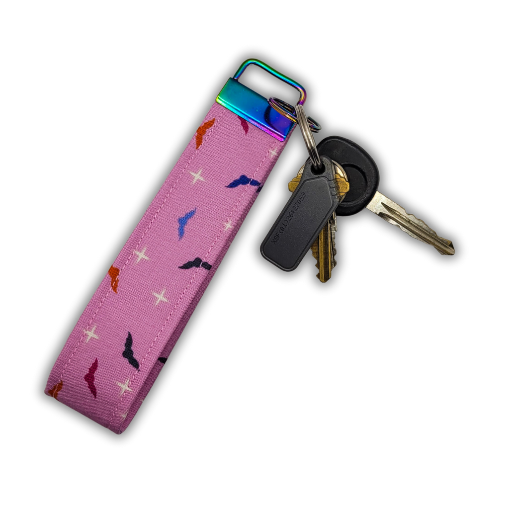 Pink Bats Wristlet Key Strap