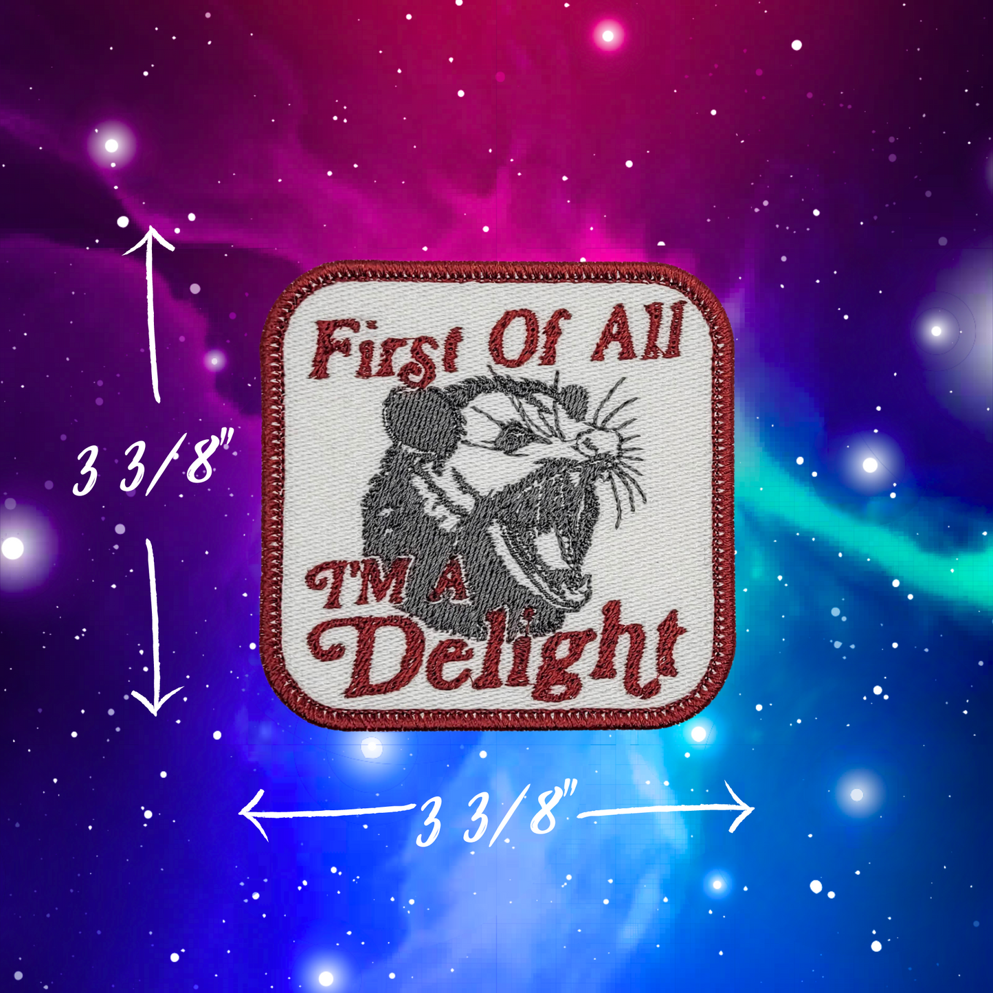 First of All, I'm a Delight Possum Embroidered Patch
