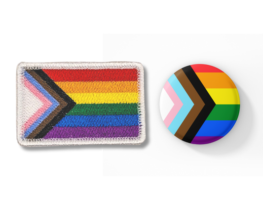 Progress Pride Flag Patch & Pinback Button