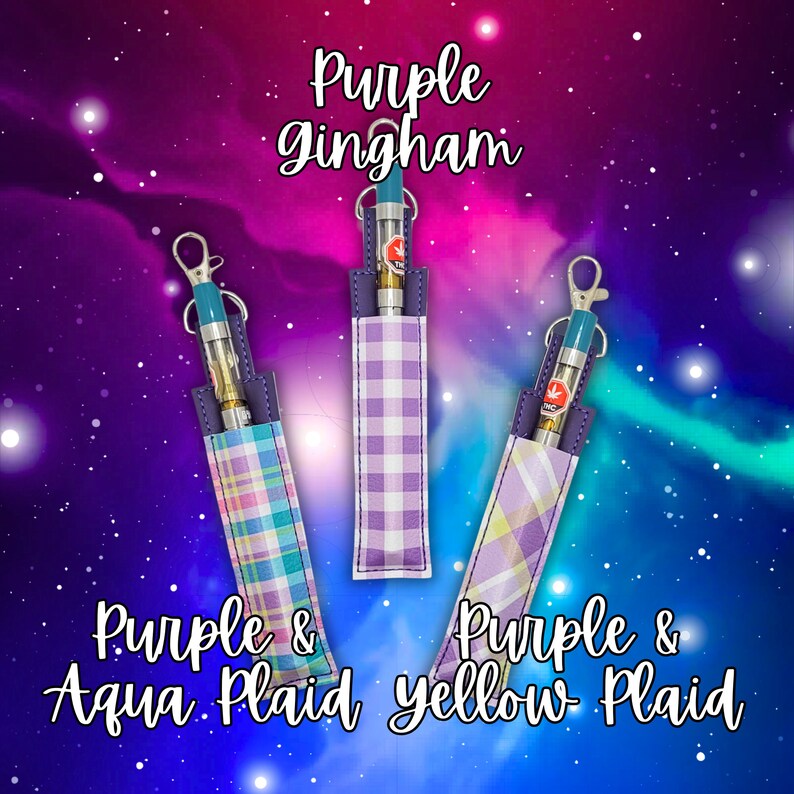 Purple Plaid Vinyl Pen Case