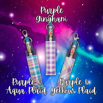Purple Plaid Vinyl Pen Case